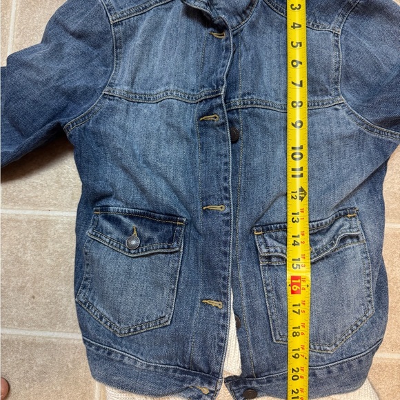 Abercrombie & Fitch M Denim Jean Jacket w/ Attached Cream Knit Draped Shawl - Picture 5 of 5